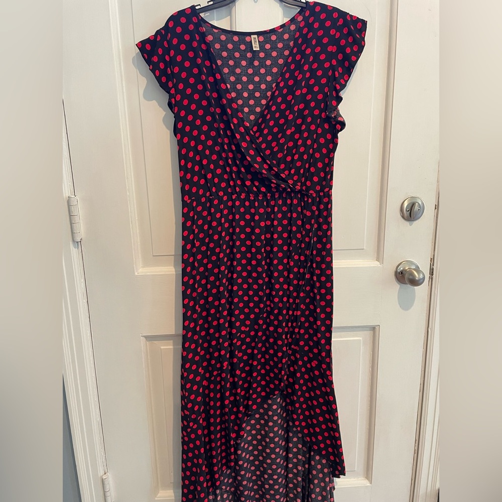 Lady bug dress! Super cute polka dot high low dress!